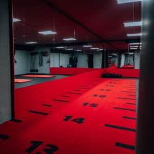 Sprinttrack Numbered Signal Red - Dark Grey met genummerde banen